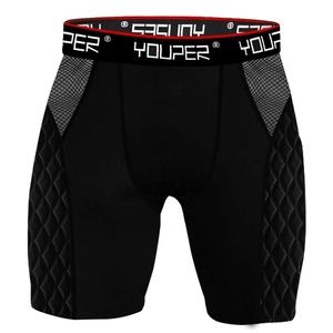 Adult Elite Compression Padded Sliding Shorts w/Cup Pocket for Baseball, Footbal